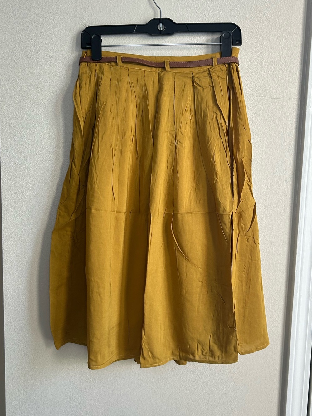 NWT Tulip B Mustard Yellow Midi Maxi Lined Pockets Skirt with Brown Belt Size M - Picture 6 of 8